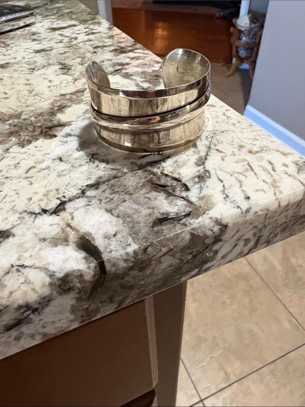 Chunky Silver Tone Cuff Bracelet